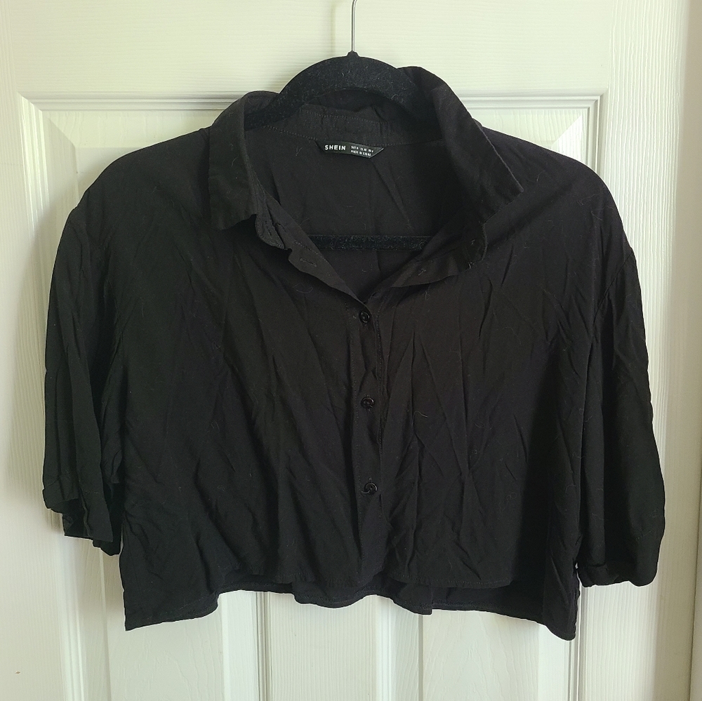 shein • cropped collared button down